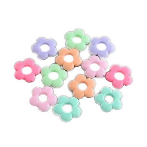 Pastel Plastic Flower Bead, 20x5 mm, Hole: 1.5 mm, MIX -50 grams ~ 60 pieces