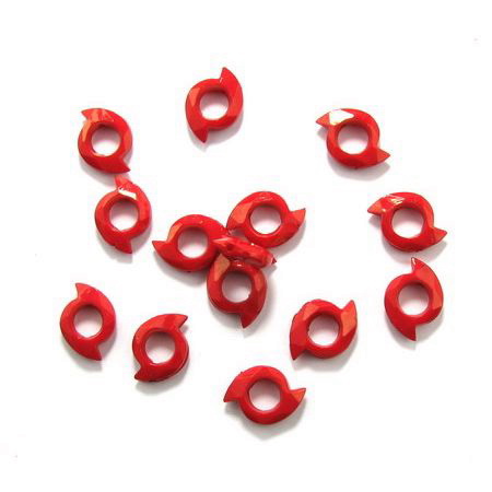 Solid Plastic Bead / Figurine,  18x16x5 mm, Hole: 1 mm, Red -50 grams ~ 75 pieces