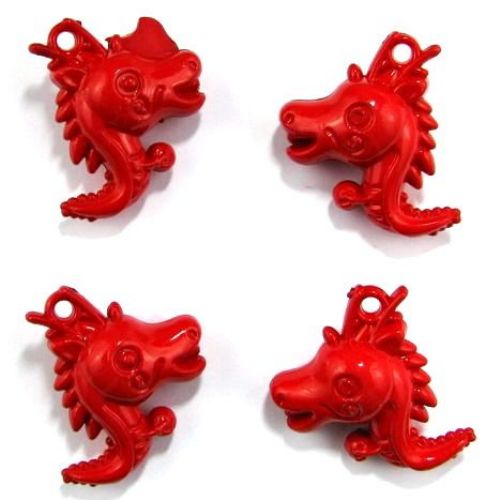 Pendant red dragon 34 mm -10 pieces