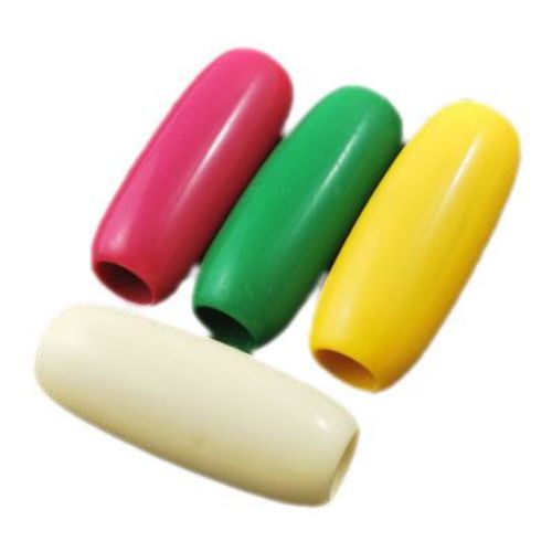 Opaque Plastic Tube Bead for CRAFT Making, 41.5x16 mm, Hole: 9 mm, MIX - 49 g ~ 8 pieces