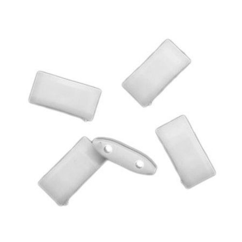 Bead solid divider 9x18x5 mm with 2 holes x 2 mm white - 50 grams ~ 70 pieces