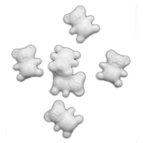 Bead solid bear 14x12x7 mm hole 2 mm white - 50 grams ~ 95 pieces