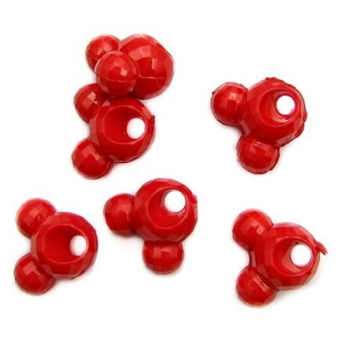 Mouse solid 16x14x11 mm hole 3 mm red - 50 grams