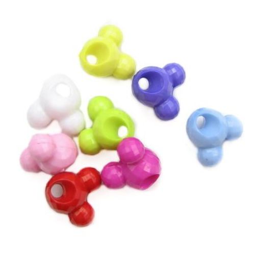 Opaque Plastic Mouse Bead, 16x14x11 mm, Hole: 3 mm, MIX - 50 grams