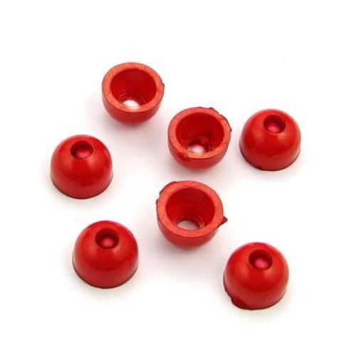 Solid Color Acrylic Beads hat 6x9 mm hole 3 mm red - 50 grams