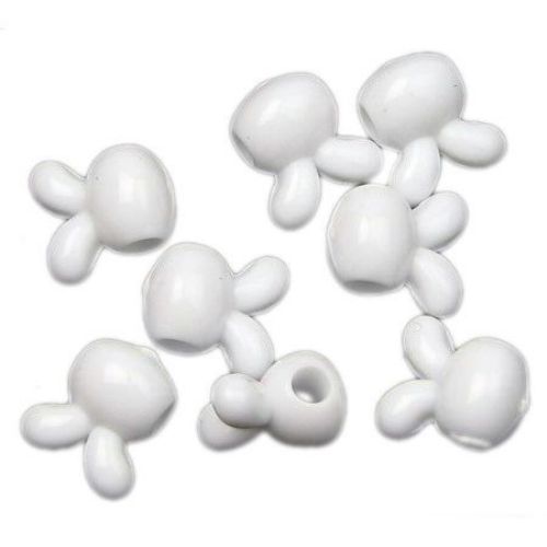 Opaque Plastic Bunny Bead for Kids Crafts, 11x8 mm, Hole: 3 mm, White -50 grams
