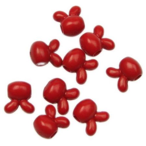 Opaque Plastic Bunny Bead, 11x8 mm, Hole: 3 mm, Red -50 grams