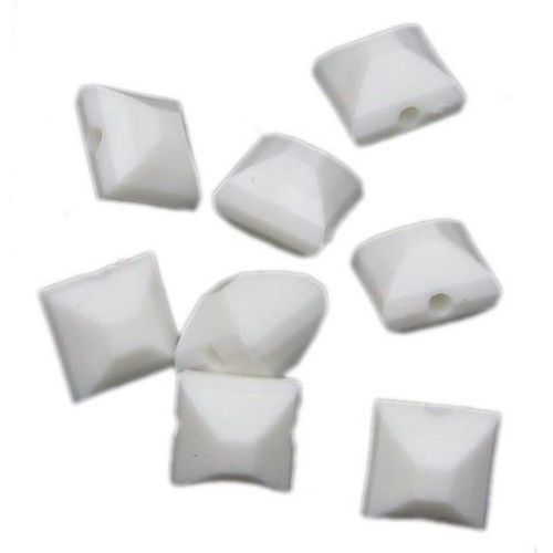 Opaque Acrylic Square Bead for DIY Jewelry Making, 7x8 mm, Hole: 1 mm, White -50 grams