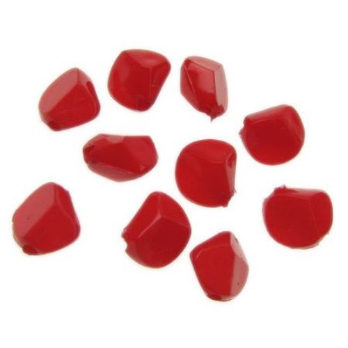 Figurină solidă de mărgele 10x7x6 mm gaură 1 mm culoare roșu -50 grame ~ 200 bucăți