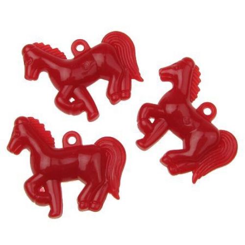 Beads solid horse 42x36x10 mm red -47 grams 9 pieces