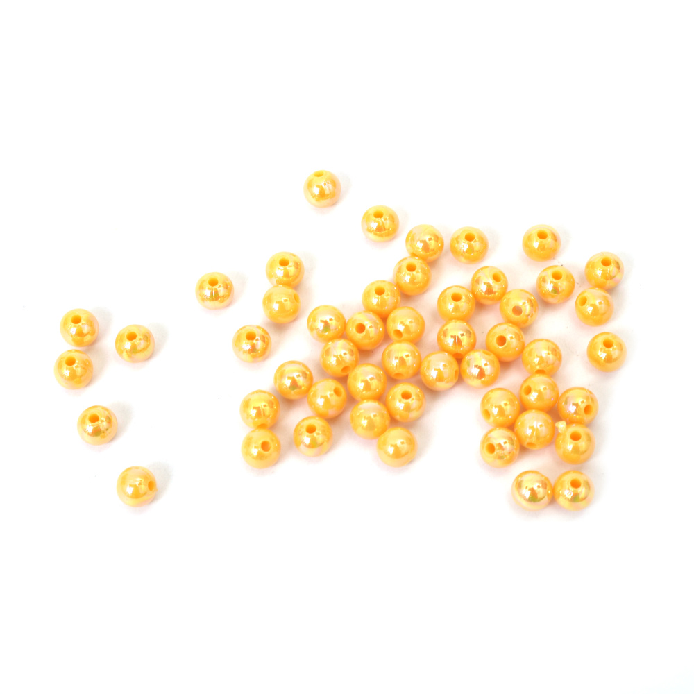 Mărgele dense în formă de bilă, gaură de 6 mm, culoare galben curcubeu - 20 grame ~ 190 bucăți