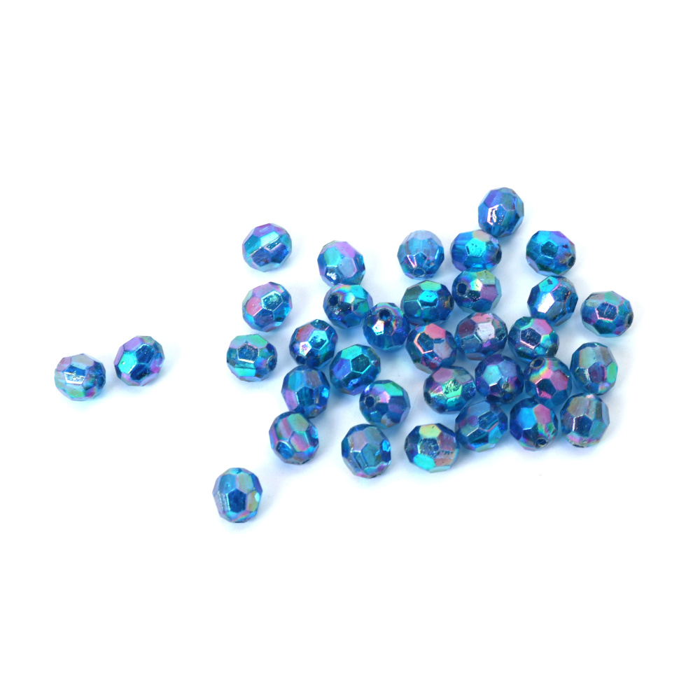 Hämatit-Imitationsperlen, rund, 8 mm, Lochgröße 2 mm, facettiert, RAINBOW (bunt gemischt) – 20 g ca. 80 Stück