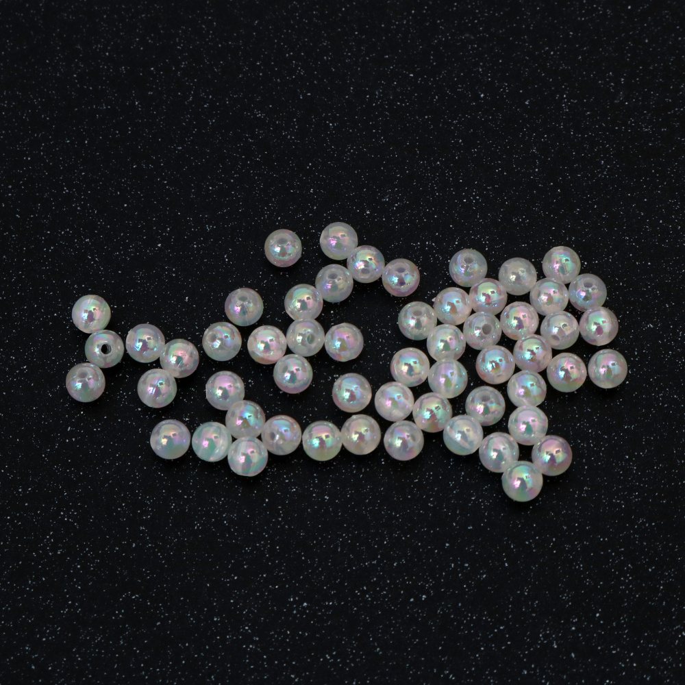 Mărgele de cristal în formă de sferă, gaură de 6 mm, culoare crem curcubeu, 1 mm - 20 grame ~190 bucăți