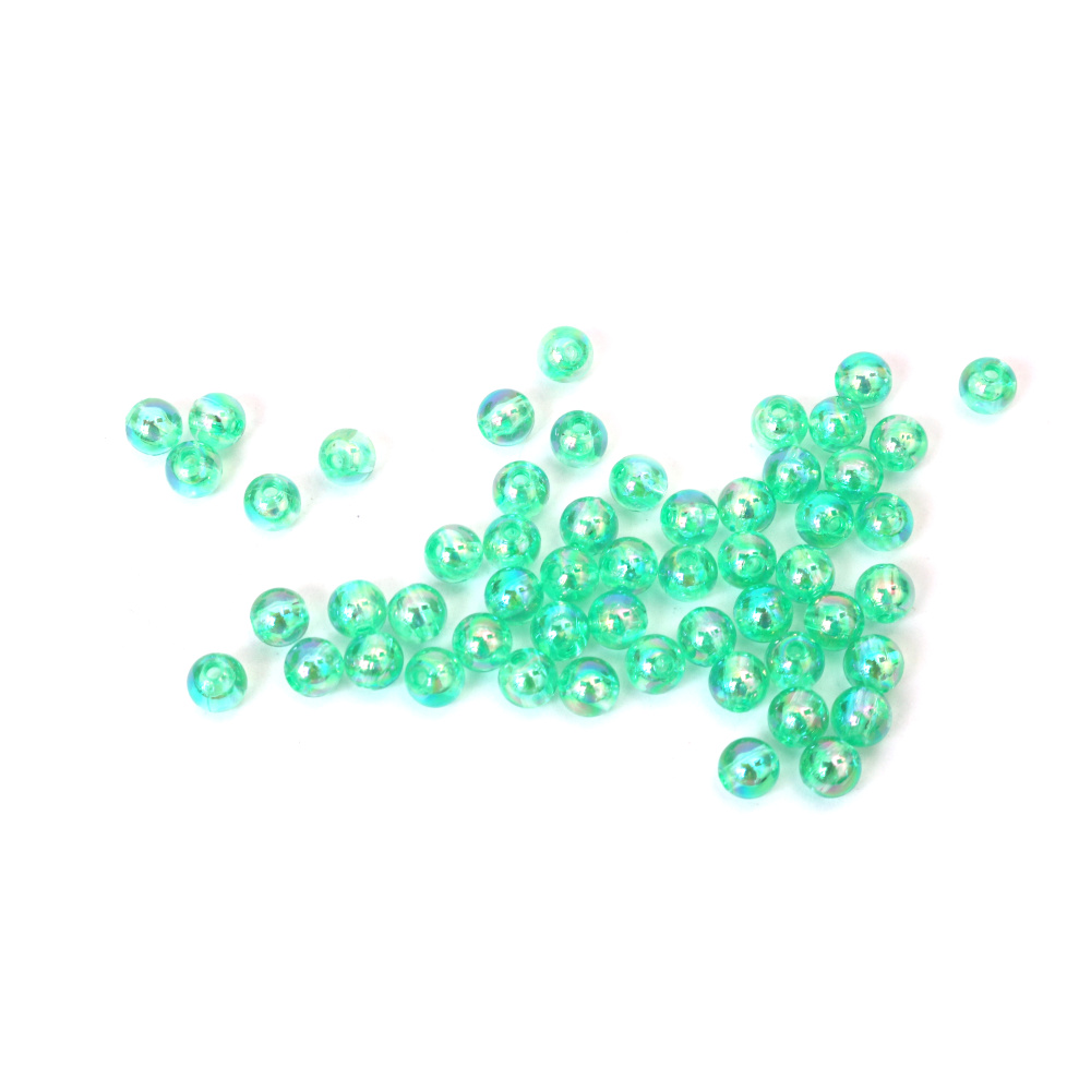 Mărgele de cristal în formă de sferă, gaură de 6 mm, culoare verde curcubeu - 20 grame ~190 bucăți