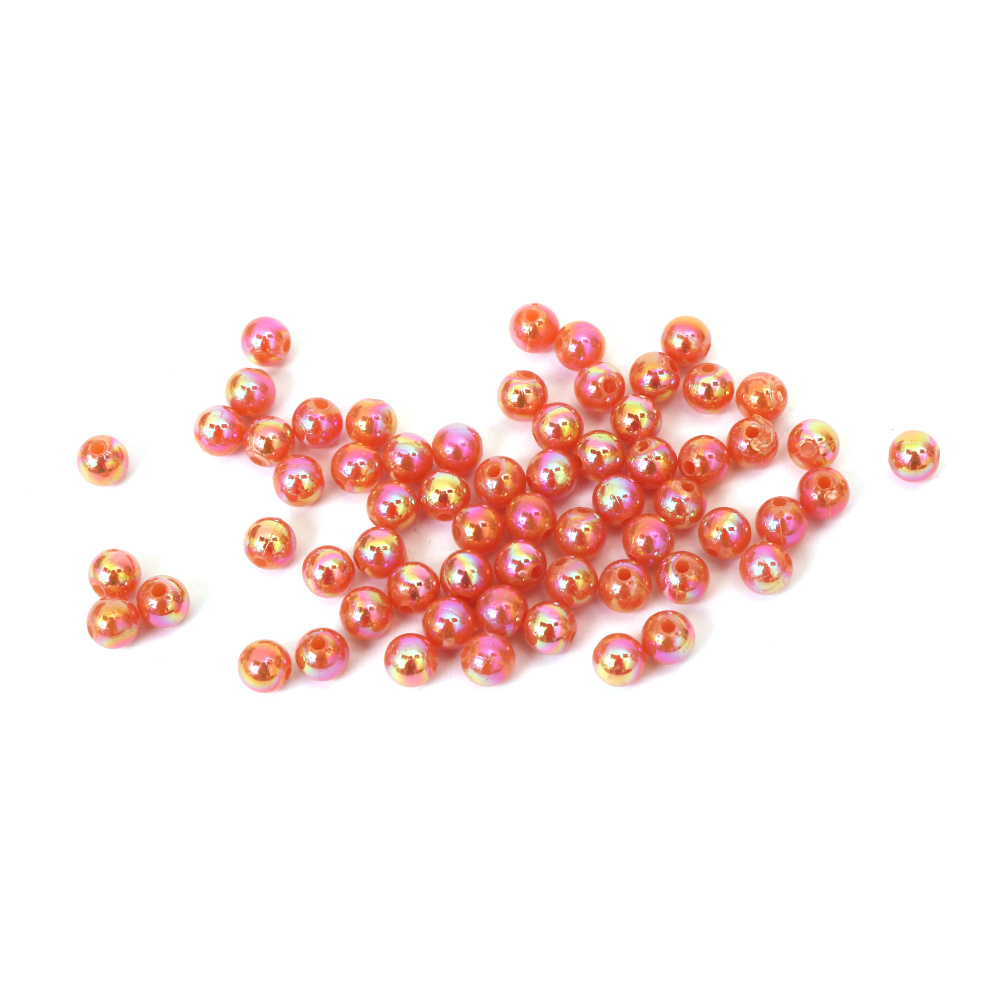 Mărgele dense în formă de bilă, gaură de 6 mm, culoare caramel curcubeu - 20 grame ~ 190 bucăți