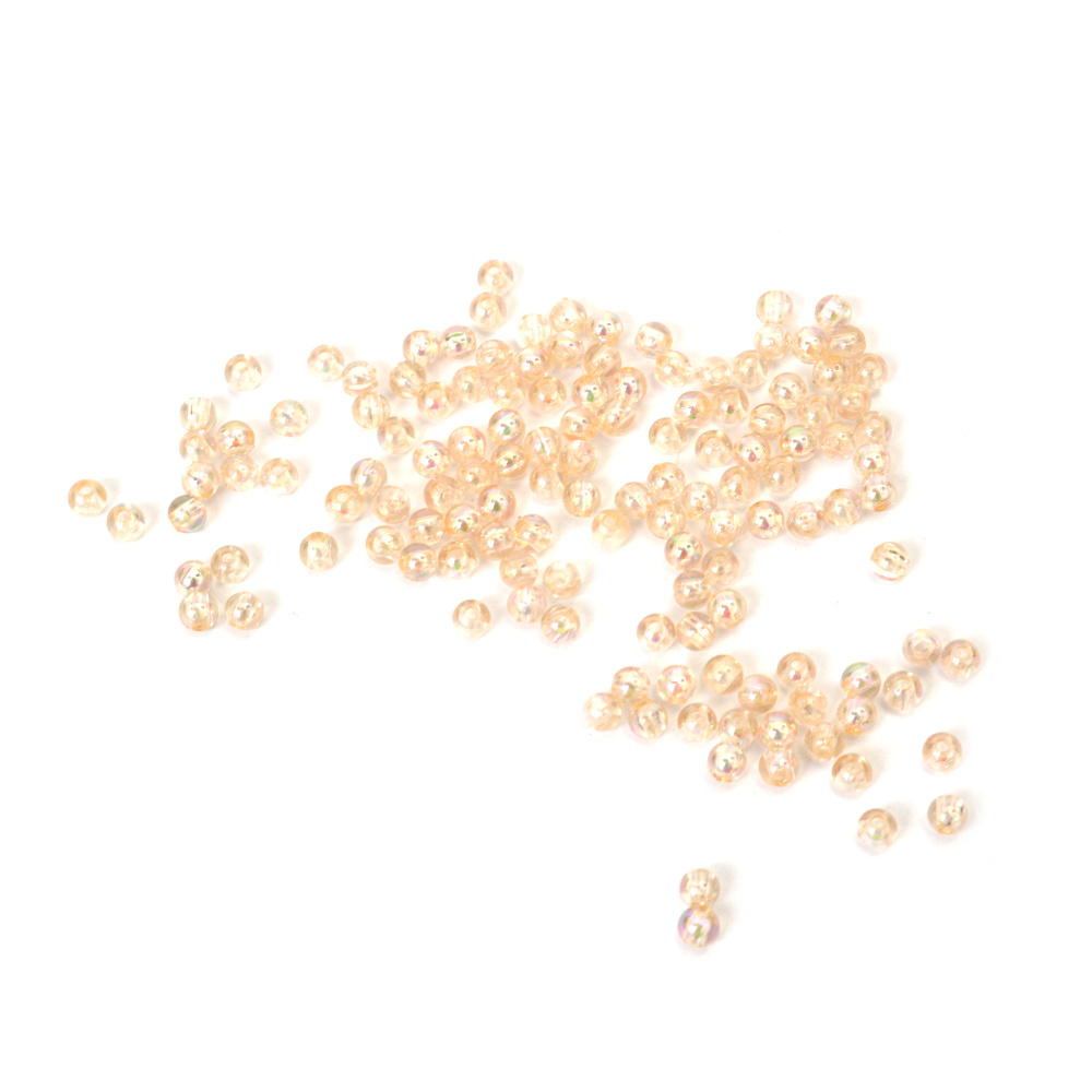 Mărgele de cristal în formă de sferă, gaură de 4 mm, culoare caramel deschis, curcubeu - 20 grame ~700 bucăți