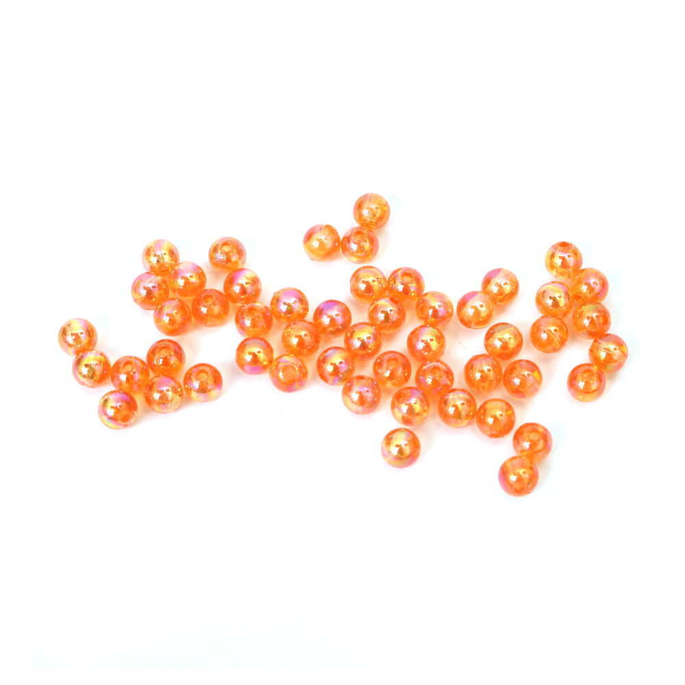 Mărgele de cristal în formă de sferă, gaură de 6 mm, culoare portocalie curcubeu, 1 mm - 20 grame ~190 bucăți