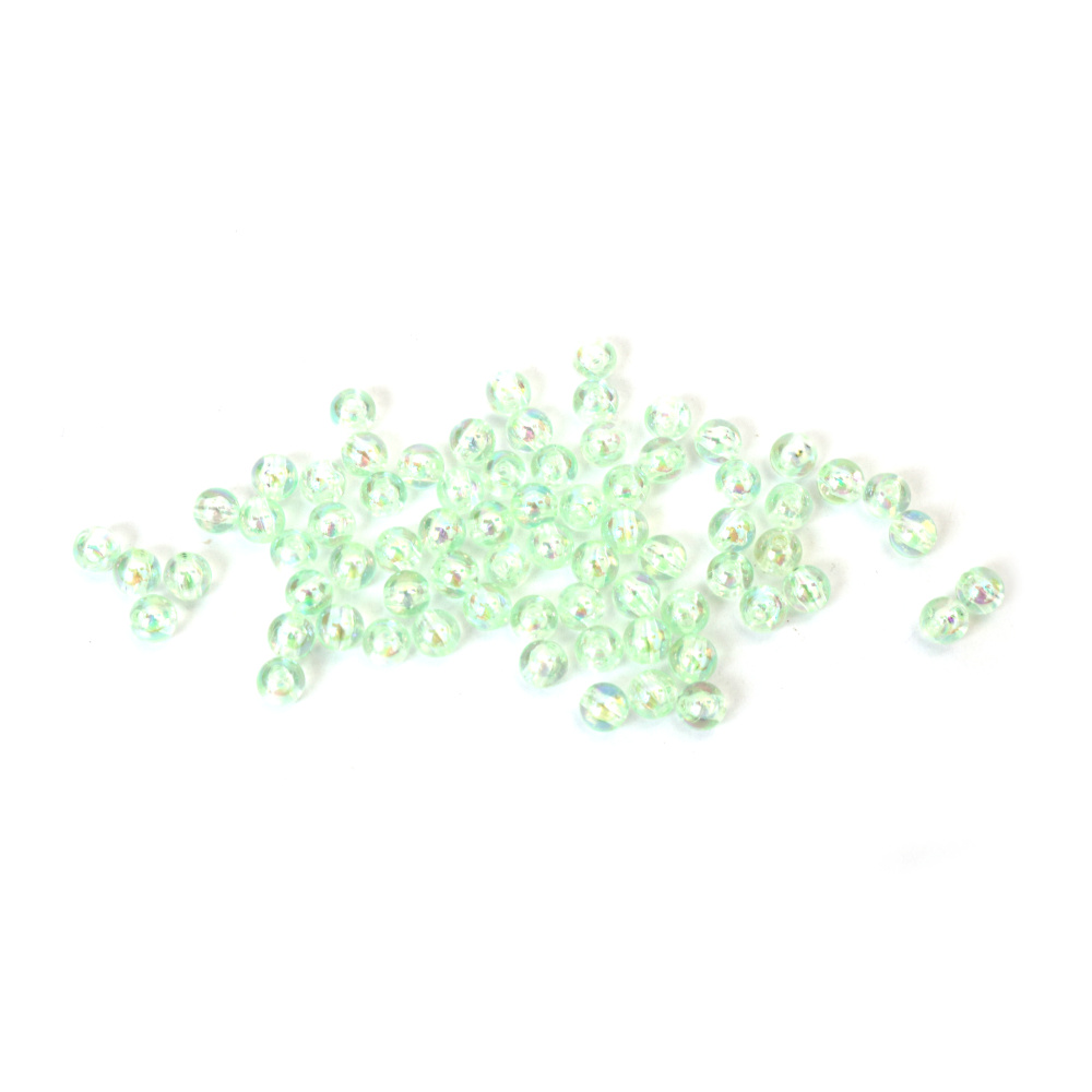 Mărgele de cristal în formă de sferă, gaură de 6 mm, culoarea curcubeului mentă, 1 mm - 20 grame ~190 bucăți