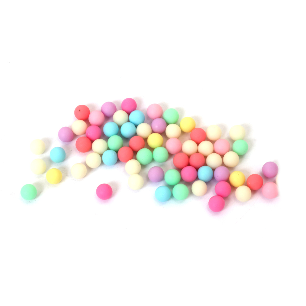 Mărgele mate dense 6 mm fără gaură, culori pastelate amestecate - 20 grame ~ 180 bucăți