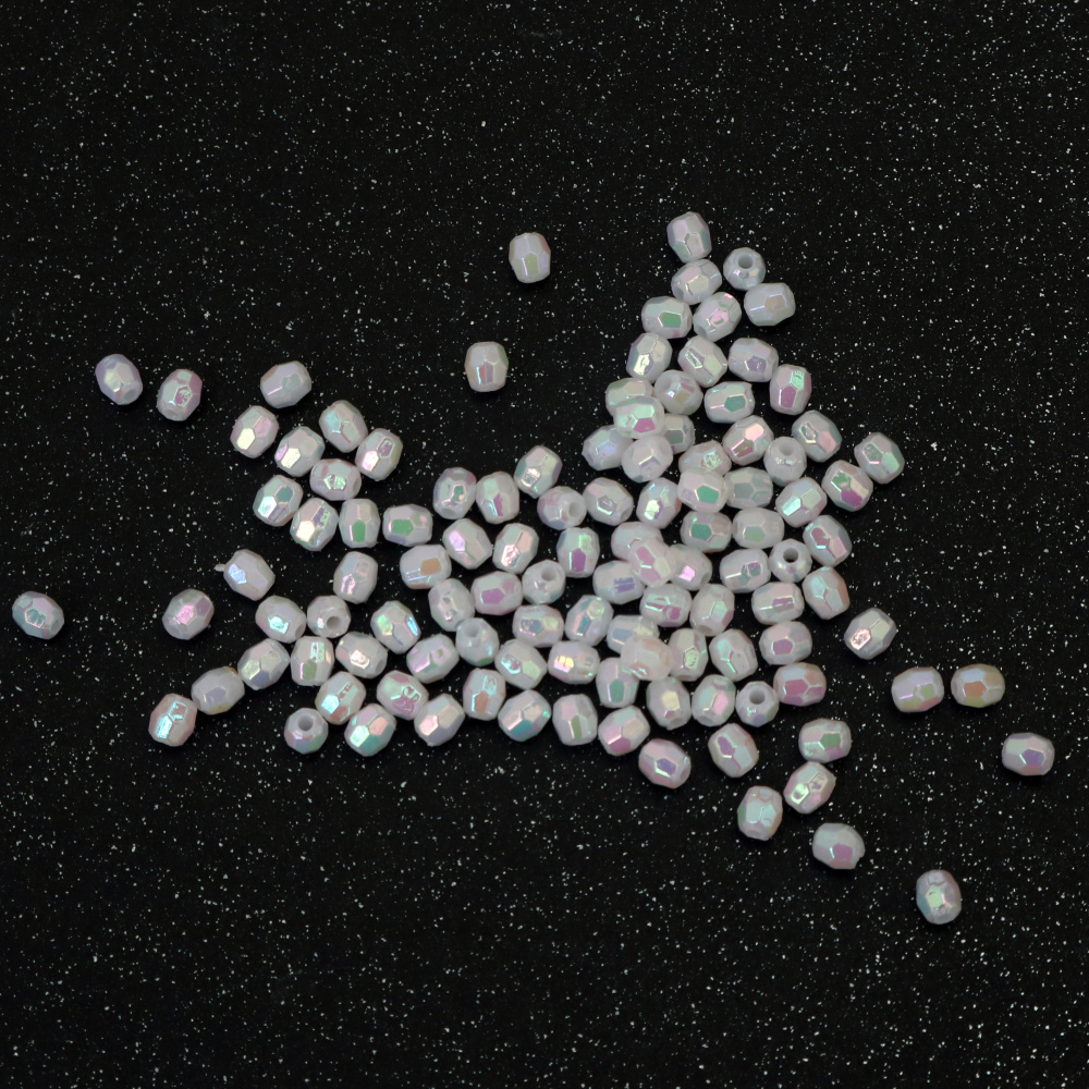 Mărgele dense în formă de cilindru, gaură de 4 mm, culoare alb curcubeu - 20 grame ± 660 bucăți