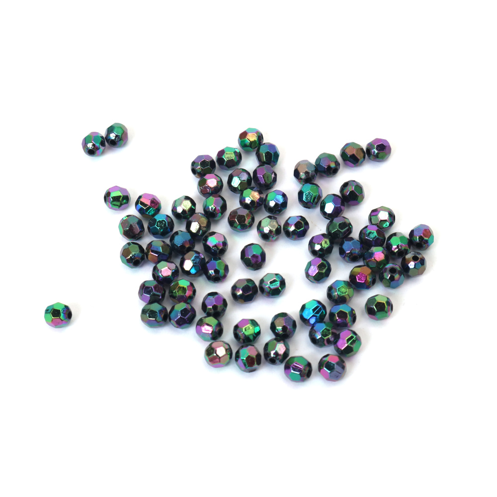 Mărgele de hematit artificial, în formă de bilă, 6 mm, gaură 1 mm, poliedrice, CURCUBEU - 20 grame ~196 bucăți