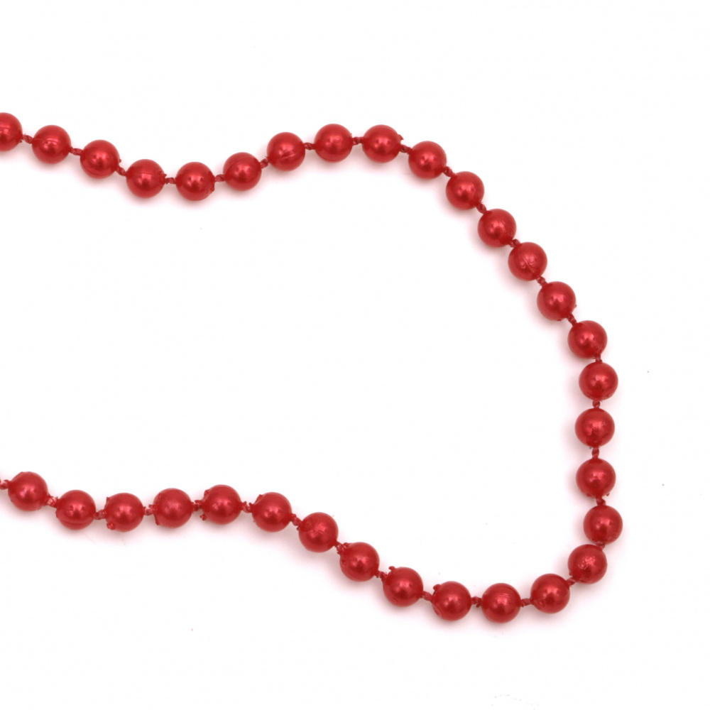 Ghirlandă cu plastic perlat 5 mm culoare roșu -1 metru
