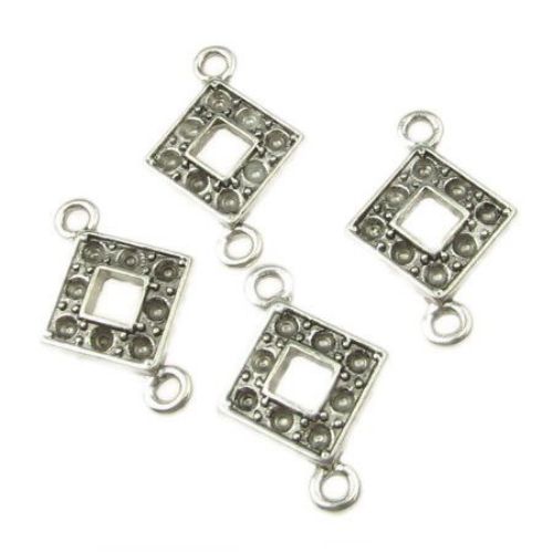 Connecting element rhombus 16.5x12x2.5 mm color old silver -10 pieces