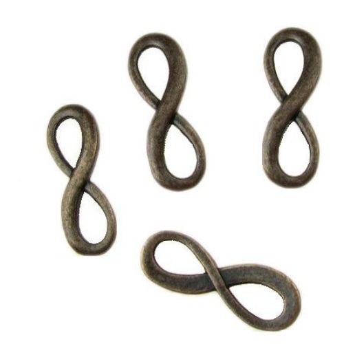 Metal Connecting Element /  Infinity, 23x8.5x1 mm, Antique Copper -10 pieces