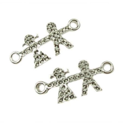 Connecting element metal 10x23x2 mm hole 2 mm color silver -2 pieces