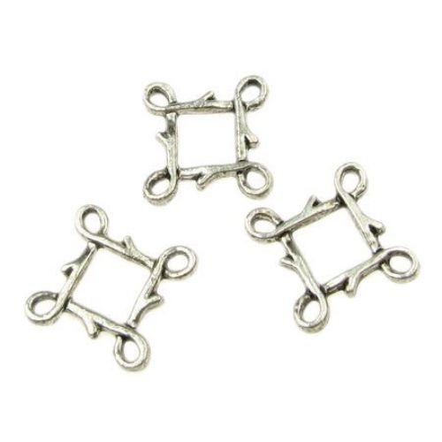 Connecting element square 21x13x2.5 mm hole 1x1.5 mm color old silver -10 pieces