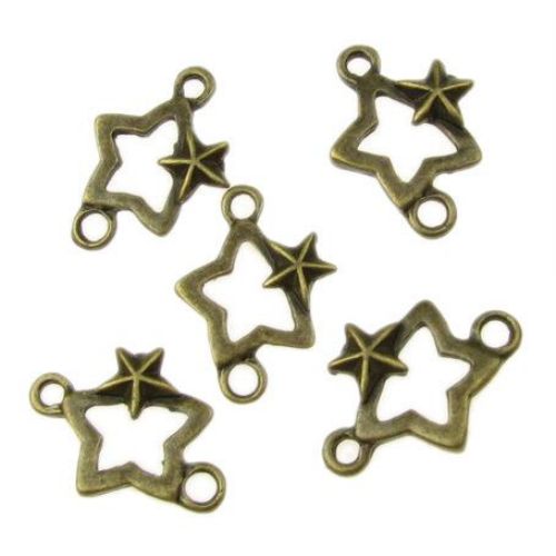 Connecting star 18.5x12.5x2.5 mm hole 2.5 mm color antique bronze -10 pieces