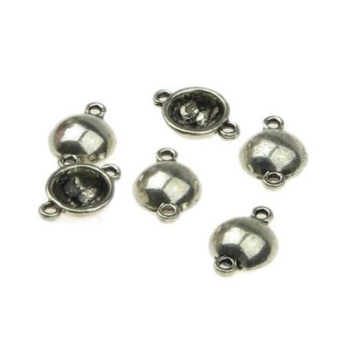 Connecting element hemisphere 15x11x4 mm hole 1.5 mm color old silver -10 pieces