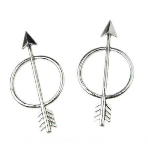 Connecting element circle with arrow 46x23x2 mm color silver -2 pieces