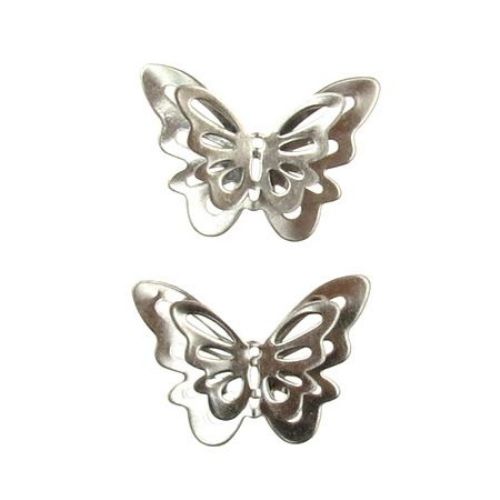 Connecting element metal steel butterfly 25x17.8x5.6 mm hole 1 mm color silver