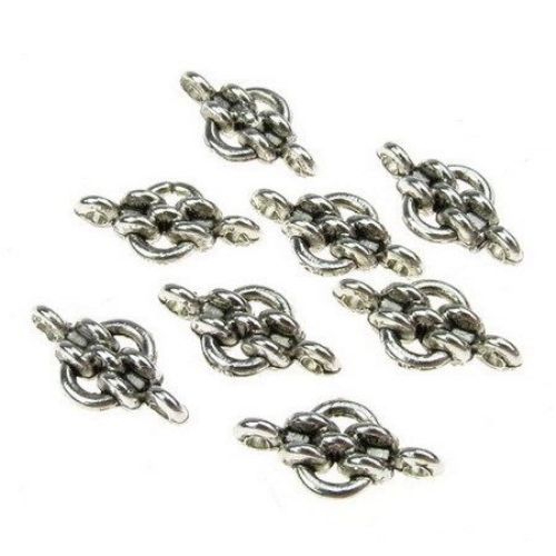 Connecting element metal 12x6x3 mm hole 1 mm color old silver -15 pieces