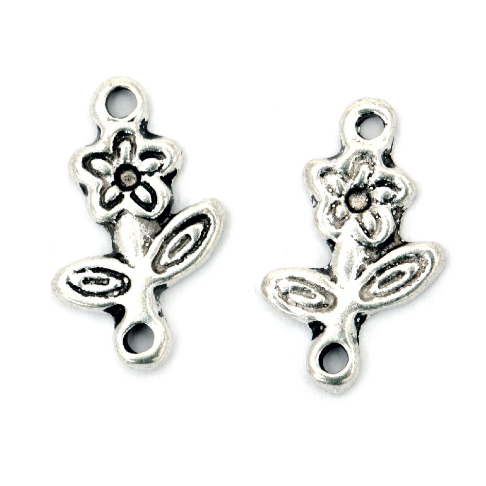 Connecting element metal flower 16x7x1.5 mm hole 1.5 mm color old silver -20 pieces