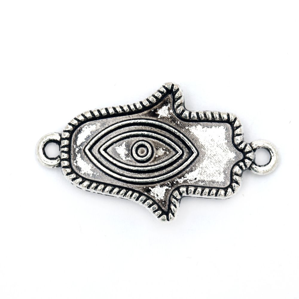 Connecting element Fatima's hand 33x19x3 mm hole 2 mm color old silver -4 pieces