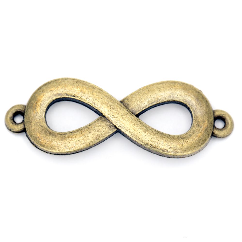 Tibetan style,Connecting element metal infinity 14x41x2 mm hole 2 mm color antique bronze -4 pieces