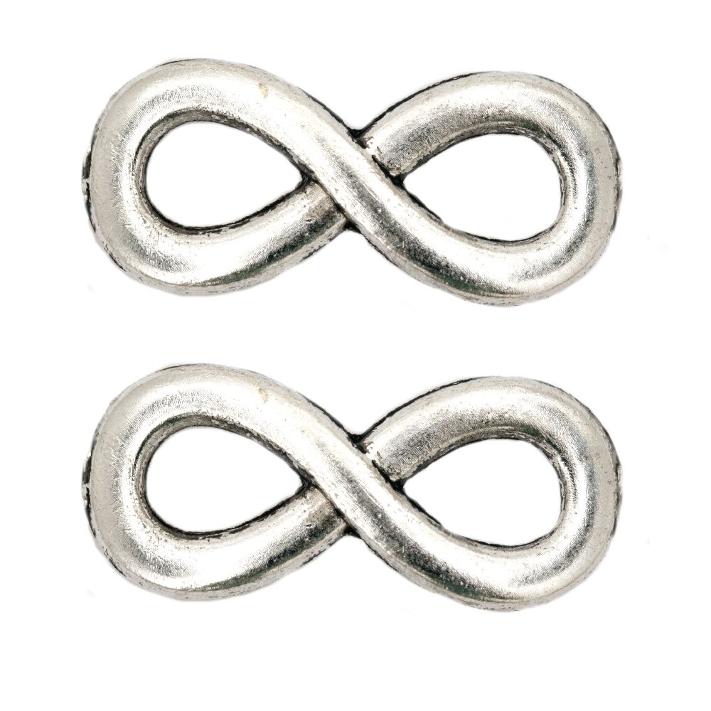 Element de conectare metal infinit 9x24x3 mm orificiu 4x7 mm culoare argintiu vechi -10 bucăți