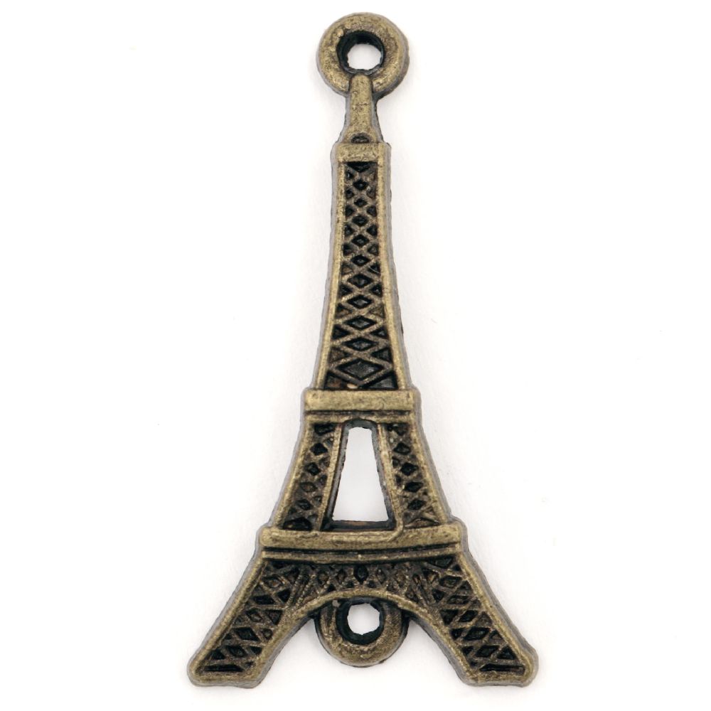 Tibetan style,Metal connecting element Eiffel tower 36.5x19x4 mm hole 2 mm color antique bronze -4 pieces