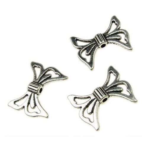Metal Bead butterfly 20x17x4 mm hole 2 mm color silver -10 pieces