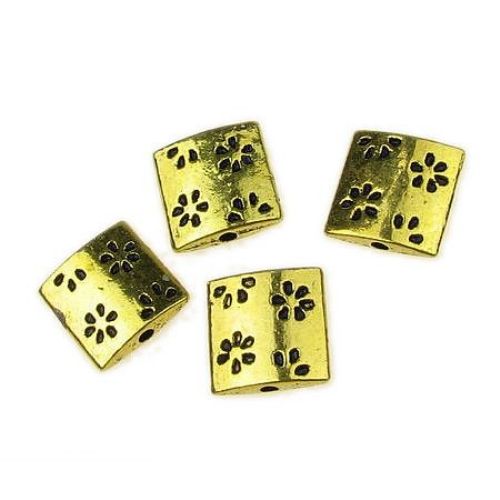 Metal Bead square 12x12x3 mm hole 2 mm color old gold -5 pieces