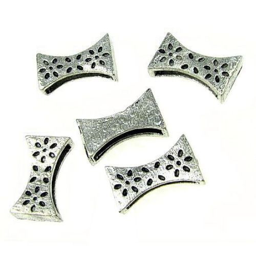 Metal bead 9x14x4 mm hole 2x11 mm color old silver -10 pieces