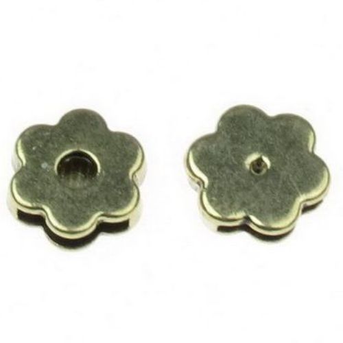 Metal Bead flower 12x4 mm hole 3 mm color gold -5 pieces