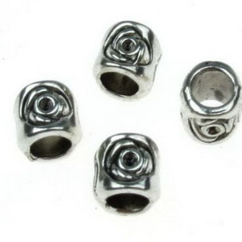 Cylindrical, metal bead8x8 mm hole 5 mm color old silver -10 grams ~ 11 pieces