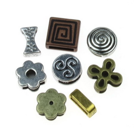 ASSORTED Metal Charms, Spacer Beads for Jewelry Making, 10 ~ 19.5x8 ~ 16x2.5 ~ 5.5mm, Hole: 1.5 ~ 8x5 ~ 11 mm -4 pieces