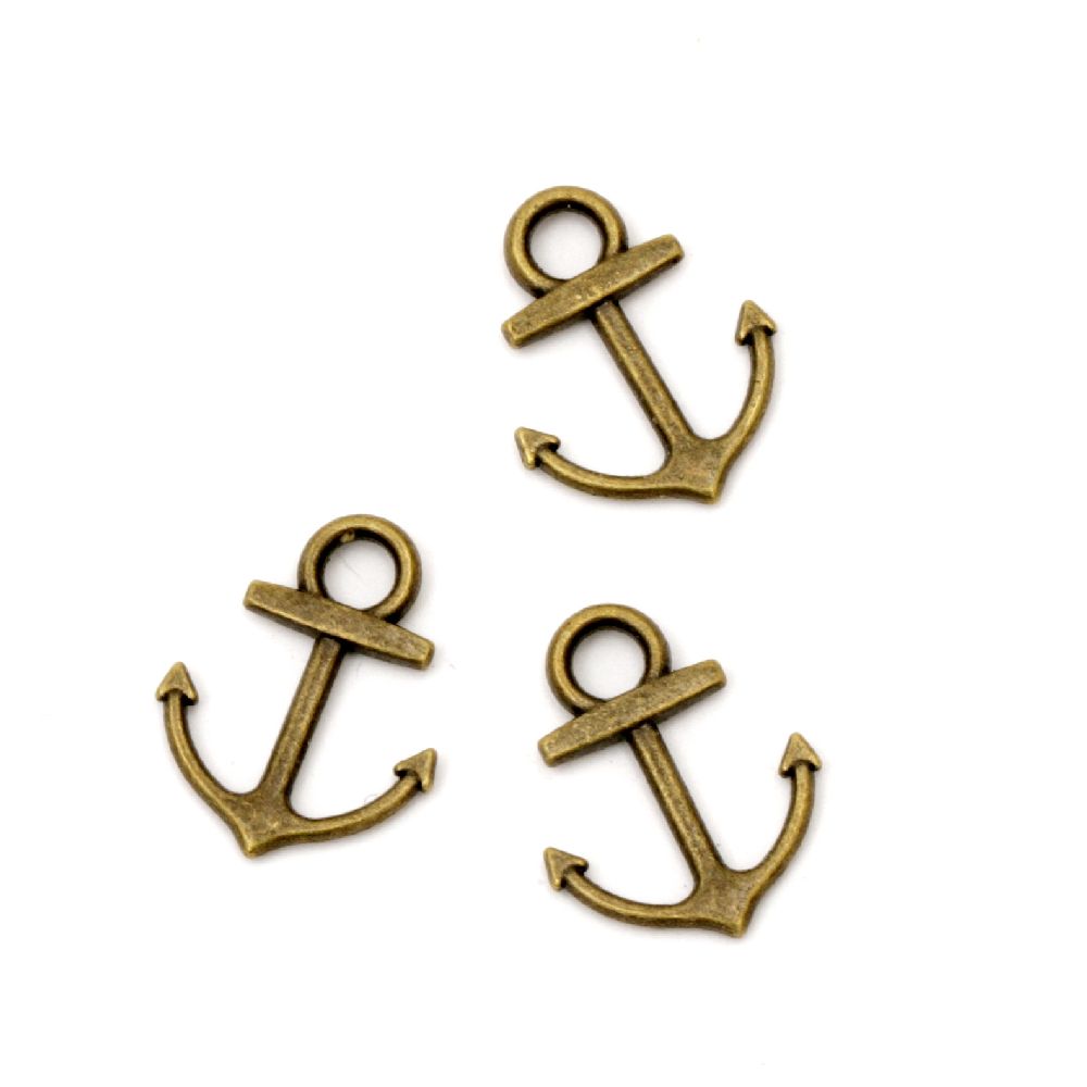 Metal Pendant / Anchor, Jewelry Making Accessory, 18.5x14x2 mm, Hole: 4 mm, Antique Bronze, 12 pieces