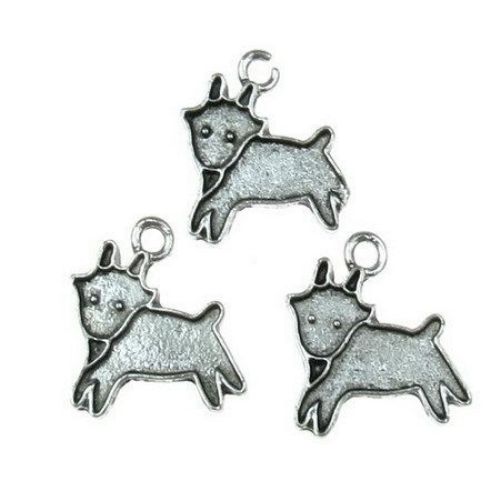 Pendant metal goat for DIY accessories 18x20x2 mm hole 2 mm color old silver - 10 pieces