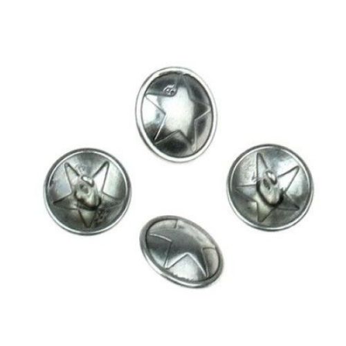 Roundel metal bead pendant button type 17x7 mm hole 2 mm color old silver - 10 pieces