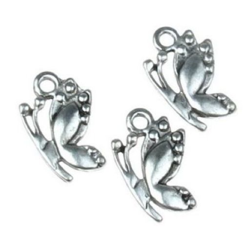 Pendant metal butterfly 18x11x2 mm hole 2 mm color old silver -10 pieces